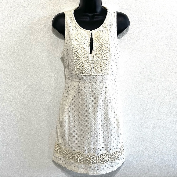 Calypso St. Barth Woman White Bead Eyelet Midi Dress Size XS - Picture 1 of 16